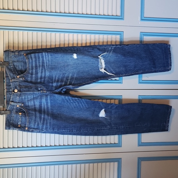 Levi's Dark Blue Distressed Jeans - Picture 2 of 16